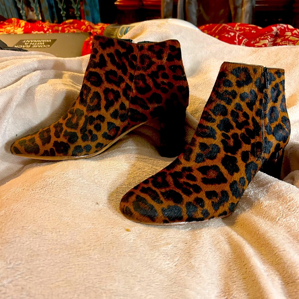 Leopard suede ankle booties from the UK!  Perfect fall bootie!